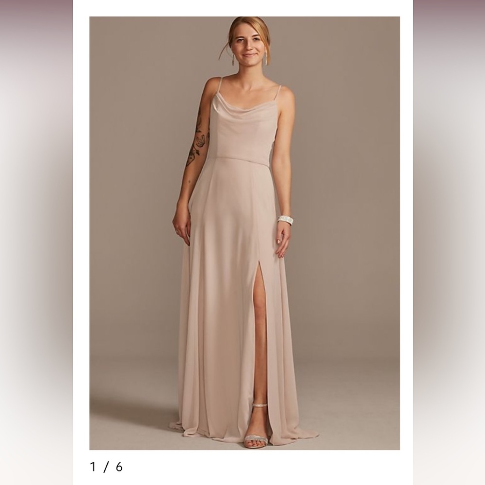 Biscotti/tan Bridesmaid Dress with Slit
